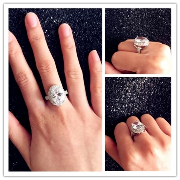 New Women’s 925 Silver Beautiful Oval Cut Diamond Ring - Picture 2 of 2